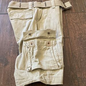 Ditch Plains New York Tan Cargo Shorts with Durable Fabric and Built-in Belt